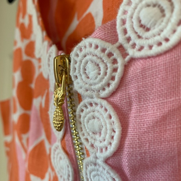 Lilly Pulitzer Pink Coral Sleeveless Mini Dress Giraffe Animal Print Linen Sz 6 - Picture 8 of 15